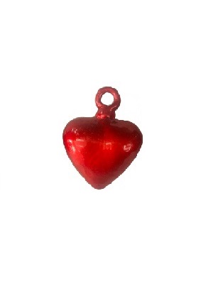 VIDRIO SOPLADO / Juego de 6 corazones rojos medianos de vidrio soplado